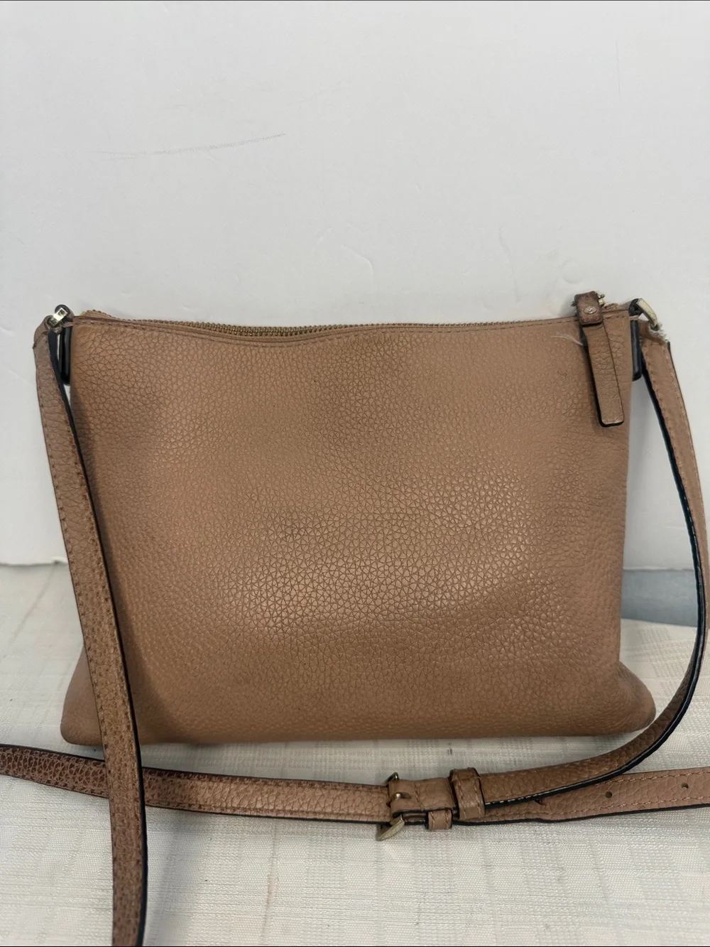 Leather Crossbody Bag in Taupe - Classic Women's Shoulder Bag